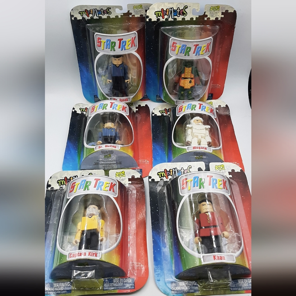 Vintage Star Trek Mini Mates Figures Lot of 6 Kirk McCoy Spoke Khan Born Mugato